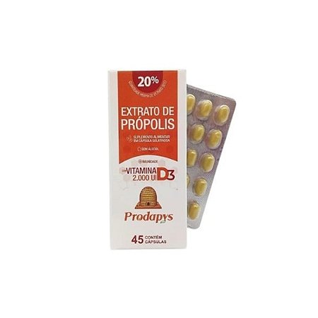 Extrato de Própolis + Vitamina D3 2.000 UI em cápsulas(45) - Suplemento Alimentar
