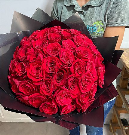 Buquê 60 Rosas Vermelhas Importadas Colombianas