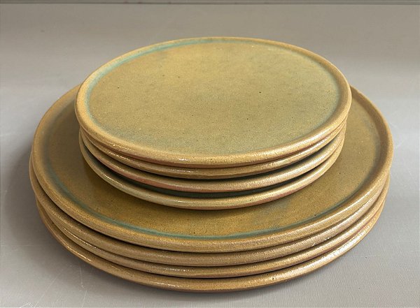 Jogo de Pratos Principal e Sobremesa Redondo Borda Lisa 4 Pessoas