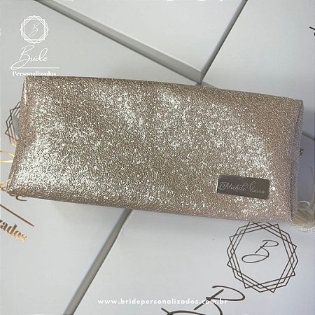 Nécessaire Box Brilho Pérola Personalizada com Logomarca na Plaquinha gravada a laser