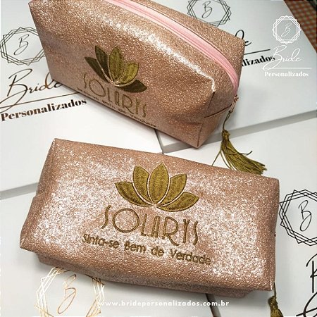 Nécessaire Brilho Rosé Box Com duas logomarcas bordadas