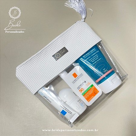 Nécessaire Cristal Branca com Plaquinha Personalizada