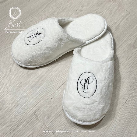 Pantufa Luxury Branca Personalizada com Logomarca bordada