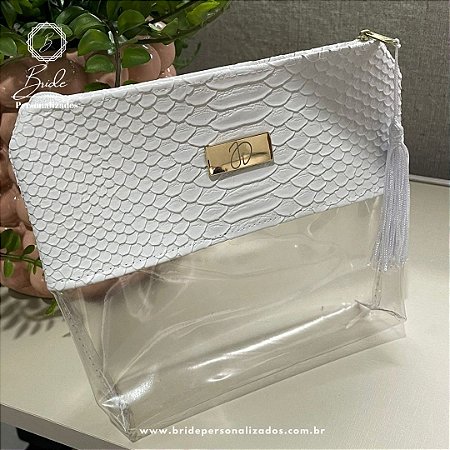 Nécessaire Cristal Croco com Plaquinha Personalizada