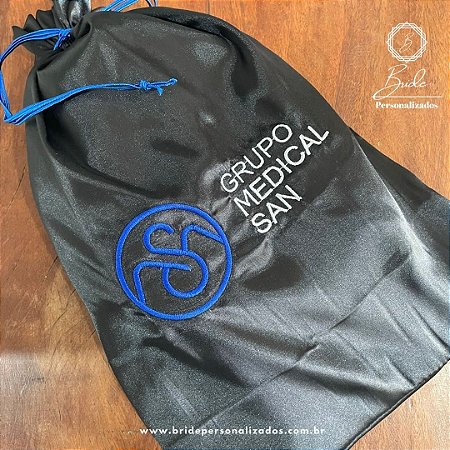 Saquinho de Cetim personalizado com logomarca bordada