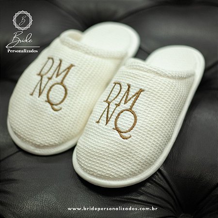 Pantufa de Piquet Branca Personalizada com Logomarca bordada