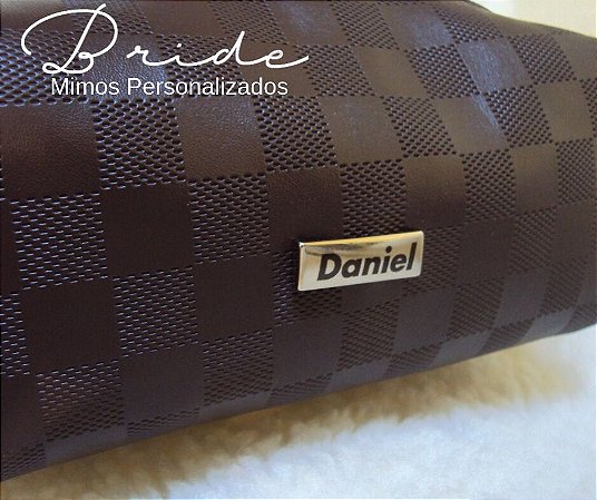 Nécessaire Masculina Xadrez com Plaquinha Personalizada