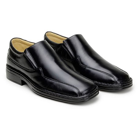 Sapato Masculino De Couro Legitimo Comfort Shoes - Ref. 500 Preto
