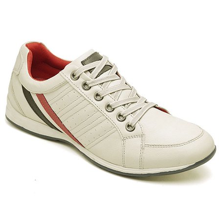 Sapatênis Masculino De Couro Legítimo Comfort - 5690 Gelo - Comfort Shoes