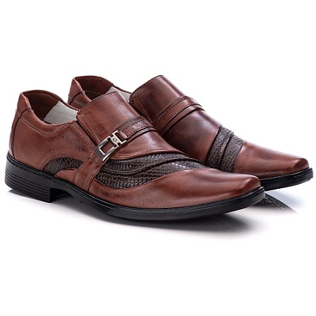 Sapato Social Masculino De Couro Legitimo Comfort - Ref. 06 Pinhão -  Comfort Shoes