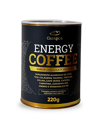 Energy Coffee 220g - Café Termogênico Sabor Chocolate Belga - Rende 20 doses