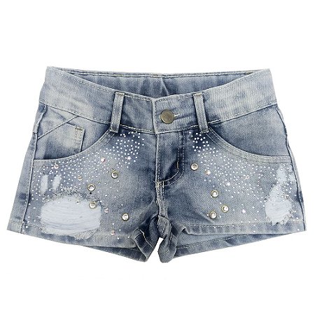 Short Look Jeans c/ Strass Jeans