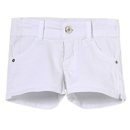 Shorts Bebê Look Jeans Sarja Branco