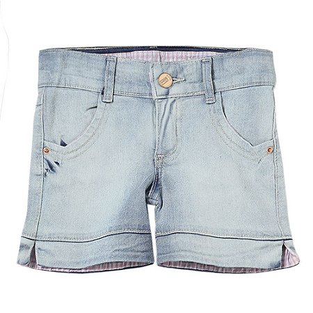 Shorts Infantil Look Jeans c/ Cinto Jeans
