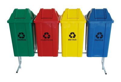 CONJUNTO PARA COLETA SELETIVA COM 4 CESTOS DE 60L - JSN