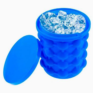 Balde Para Fazer Gelo Rápido Silicone Azul Original