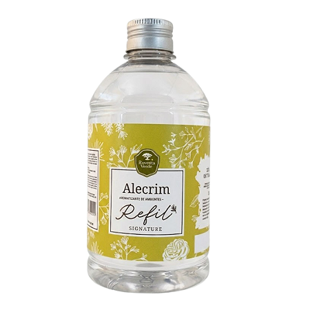 Refil Alecrim 500 ml + 2 conjuntos de varetas de fibra de algodão com cinco unidades cada.