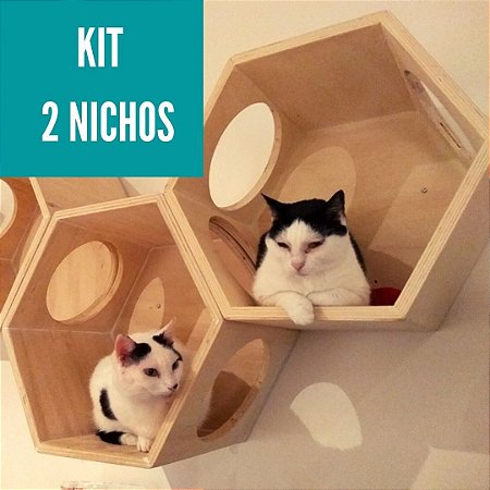 MÓVEIS PARA GATOS - KIT 2 NICHOS HEXAGONAL