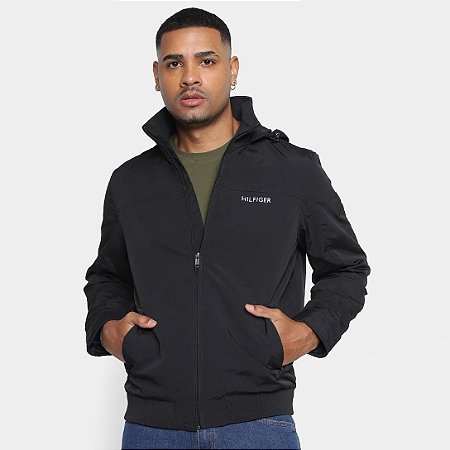 Jaqueta Tommy Hilfiger Masculina Sustainable- Preta
