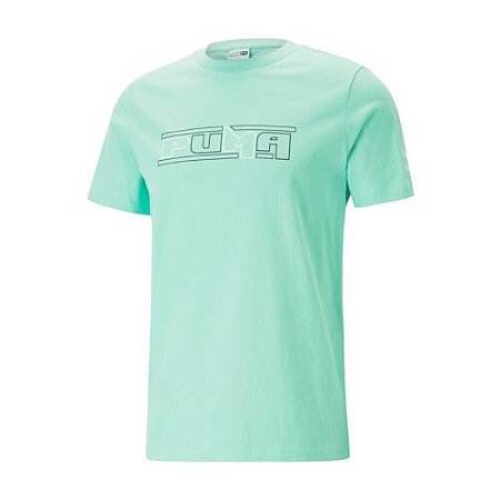 Camiseta Puma masculina Graphic Verde agua CARINHA DAS MARCAS