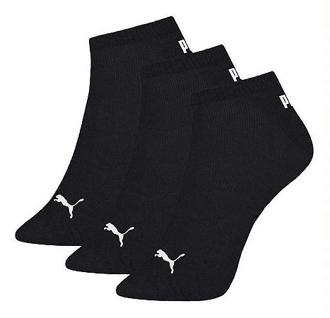 Meias Puma Masculina Sapatilha Esportiva- Kit com 3 pares - Preta- 39 a 43 240612