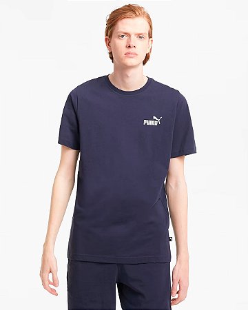 Camiseta Puma Masculina Essentials Small Logo- Azul Marinho