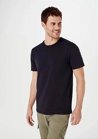 Camiseta Hering Masculina slim em ribana orla - Preta