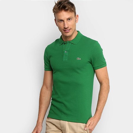 Polo Lacoste Masculina Reta Logo Verde - PH1862