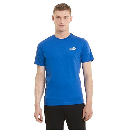 Camiseta Puma Masculina Essentials Small Logo- Azul royal