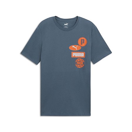 Camiseta Puma  Masculina Graphics Icon- Cinza chumbo