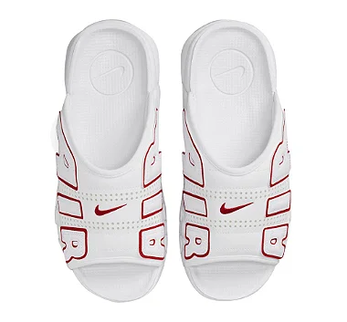 Chinelo Nike Masculino slide Air More Uptempo- Branco + vermelho