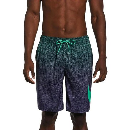 Brmuda Nike Masculina Grid Swoosh Volley-  verde/roxa NESSD541