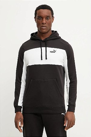 Moletom Puma Masculino Essentials Block - Branco + preto