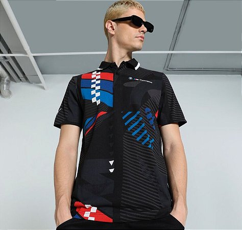 Polo Puma Masculina BMW M Motorspor Regular Fit Printed - Preta