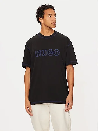 Camiseta Masculina Hugo - Preta  (CORTE  OVERSIZE)