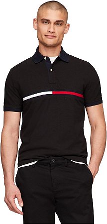 Polo Masculina Tommy Hilfiger- Preta