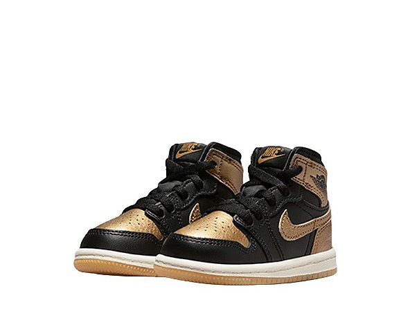 Tênis Infantil Jordan 1 Retro High OG- Preto/dourado FD1413