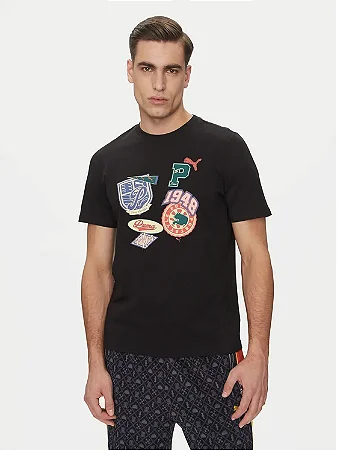 Camiseta Puma Masculina Legacy  Front Graphic - Preta 629627