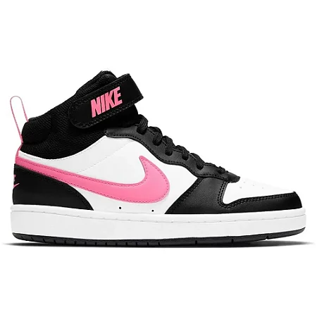 Tênis Nike  Feminino Court Borough Mid 2 - Branco/preto/rosa CD7782