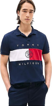 Polo Masculina Tommy Hilfiger Regular Fit - Azul Marinho