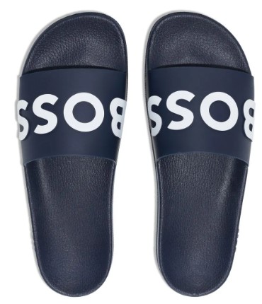 Chinelo Masculino Slide Hugo Boss Logo - Azul Marinho