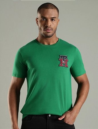Camiseta Tommy Hilfiger Masculina Logo -Verde