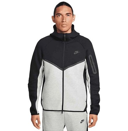 Moletom Nike Masculino Sportswear Tech Fleece- Preto/ Cinza HV0949