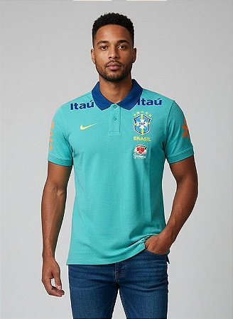 Polo Nike Masculina Seleção Brasileira  2022/23 - Verde água FJ7120  ( CORTE GRANDE )