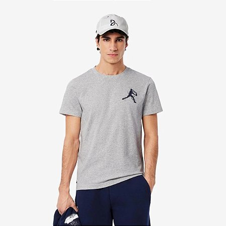 Camiseta Lacoste Masculina  Novak Djokovic  - Cinza TH1044