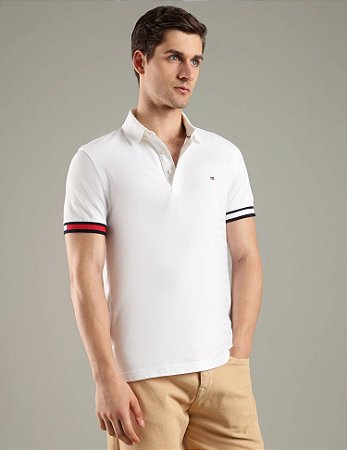 Polo Tommy Hilfiger Masculina- Branca XM05984