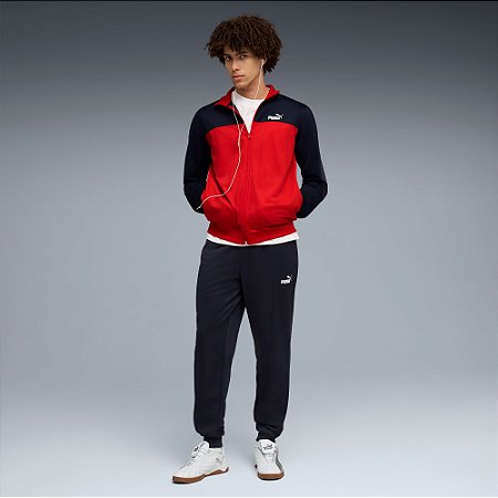 Agasalho Puma Masculino Poly  Colorblock-Vermelho/Azul