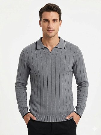 Suéter Masculino  Boxer Jeans Gola Polo - Cinza Chumbo 045918