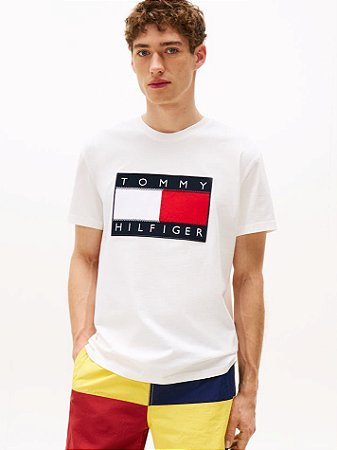Camiseta Tommy Hilfiger Masculina-Branca XM07429