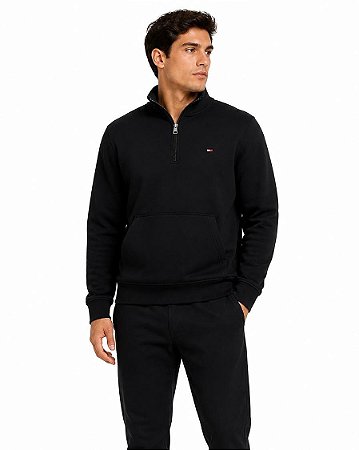 Moletom Masculino Tommy Hilfiger Meio zíper - Preto XM06489